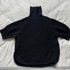 J.Crew Chunky Knit Turtleneck Tunic Sweater in Navy Blue